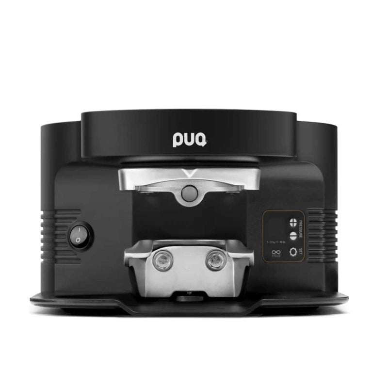 Black and silver device with 'puq' branding on a white background